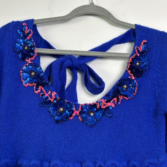 free people| Decorated Open Back Babydoll Sweater  sz Small - Picture 3 of 6